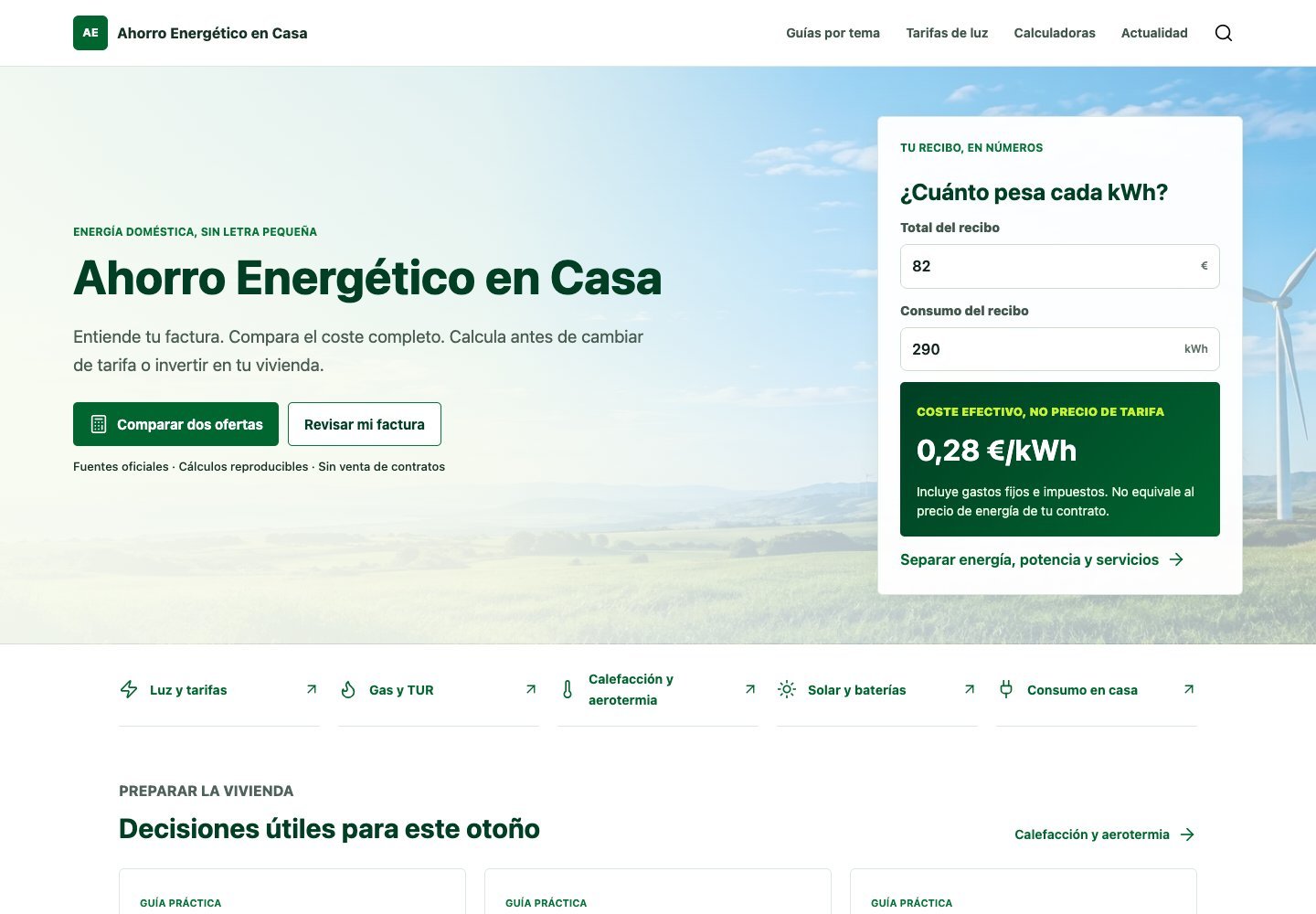 Captura pública de Ahorro Energético en Casa